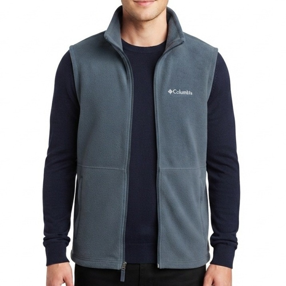 Columbia Fleece Vest Mens XL Blue Full Zip Steens Mountain Outdoor Layer